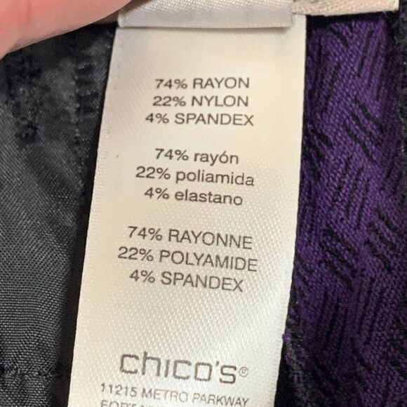 Chico's Womens Pants Ankle Stretchable Abstract Blue Size 29 - Picture 2 of 6